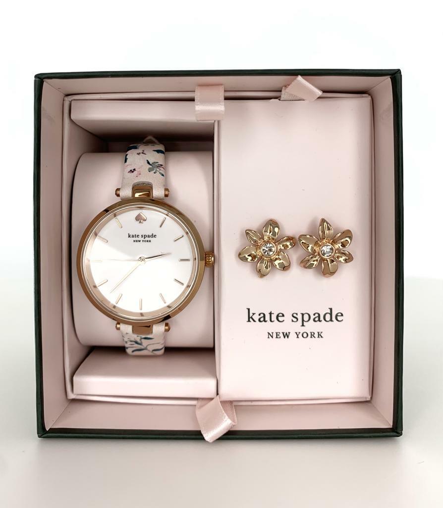 Kate Spade Watch Leather Band Earring Gift Set KSW9037SET