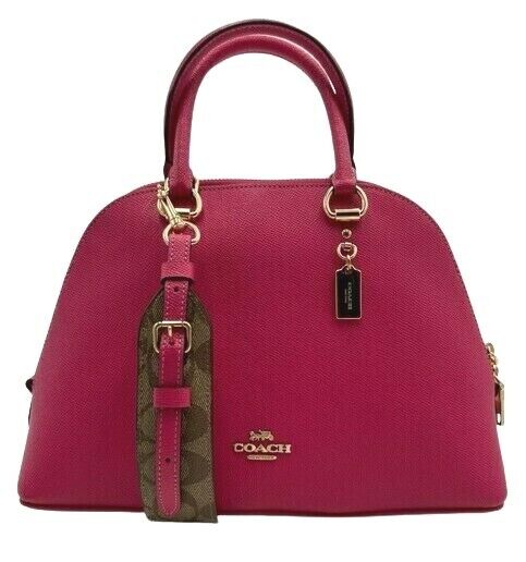 Coach Pink Katy Satchel with Signature Canvas Logo Strap