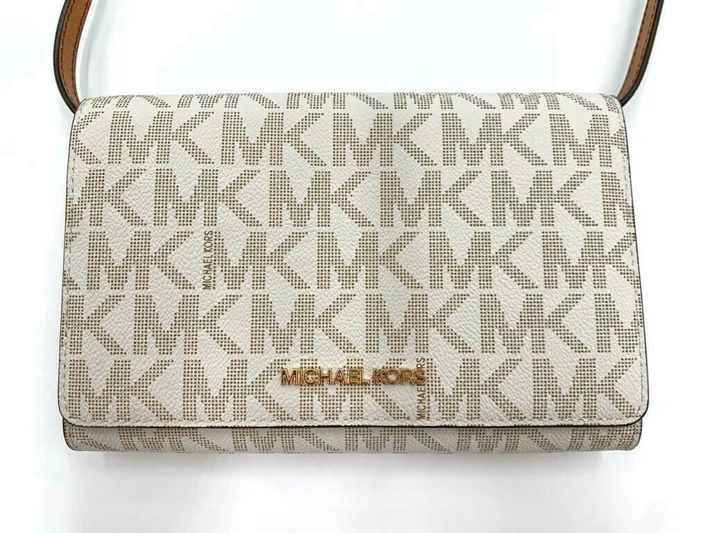 Michael Kors PVC Signature Logo Large Flap Crossbody Clutch