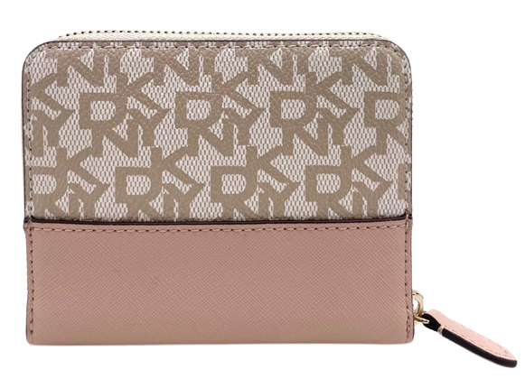 DKNY Velita Small Zip Around Pink Signature Wallet
