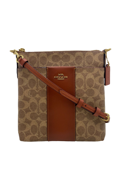 Coach Color-block Coated Canvas Signature Kitt B4/Tan Rust Crossbody Handbag