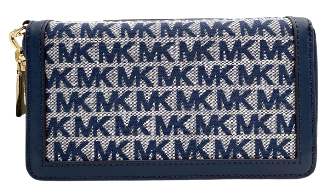 Michael Kors Jet Set Signature Ivory/Multi Flap Phone Case Wallet