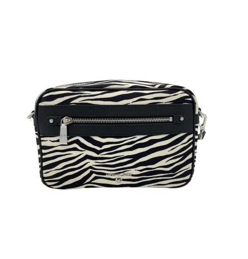 Michael Kors Black Multicolor Zebra Print Jet Set East West Crossbody