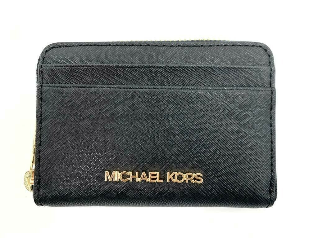 Michael Kors Jet Set Black Saffiano Medium Zip Around Card Case