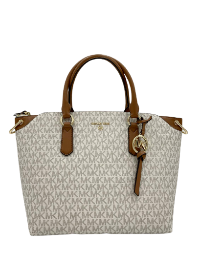 Michael Kors Signature Elson Large Satchel Vanilla/Acorn