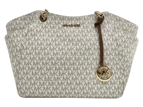 Michael Kors Vanilla Signature Chain Tote Shoulder Bag