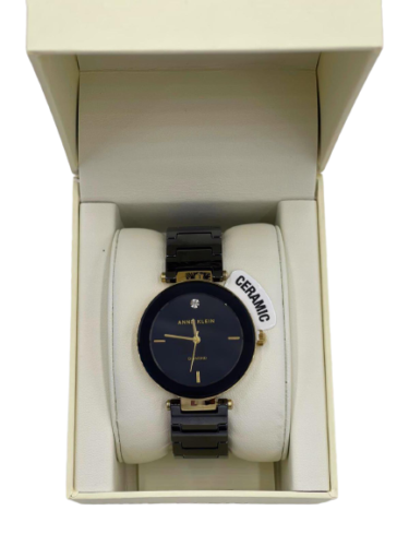 Anne Klein Women's Diamond Accent Black Ceramic Bracelet AK-1018BKBK